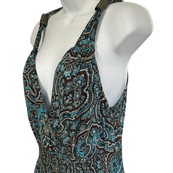 LASCANA Long Beach BOHO Dress Turquoise Size 8 Maxi Tall - Picture 5 of 15